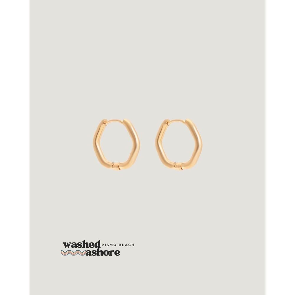 Gold Huggie Earrings Geometric Shaped 18K Gold PVD Stainless Steel